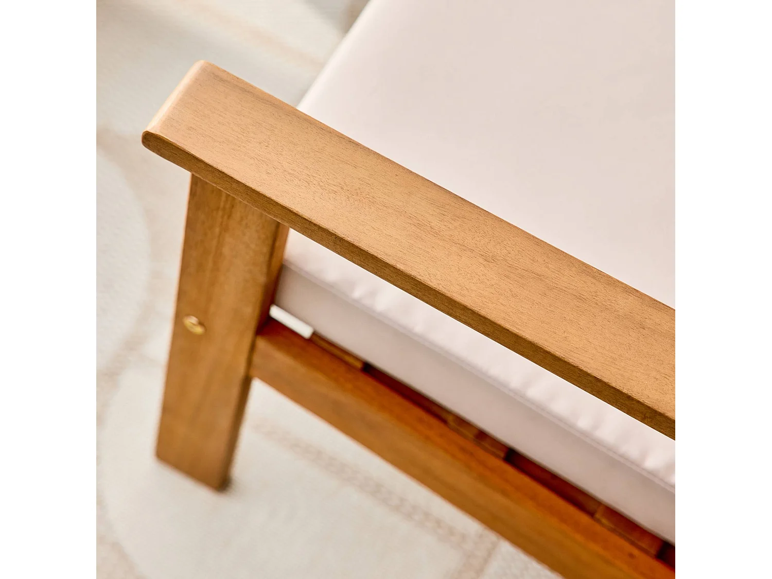 Salotto da giardino in legno di acacia, 4 posti, beige