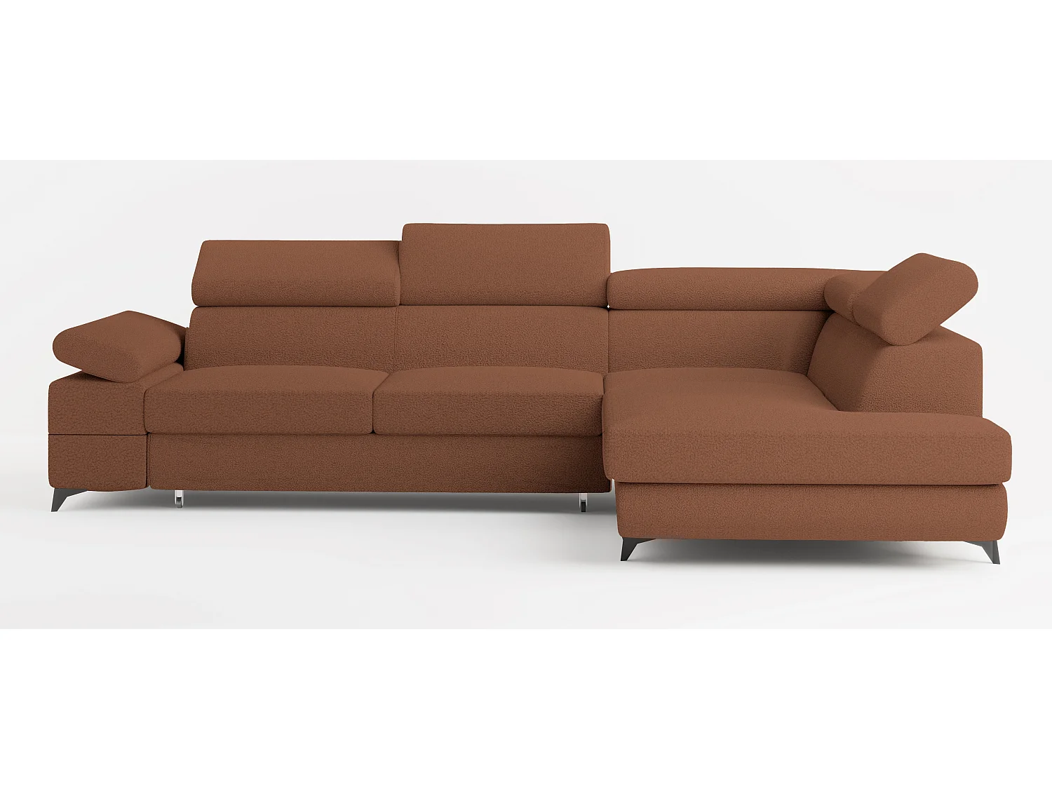 Hoekbank FAVIEN van fluweel met slaapfunctie Orange