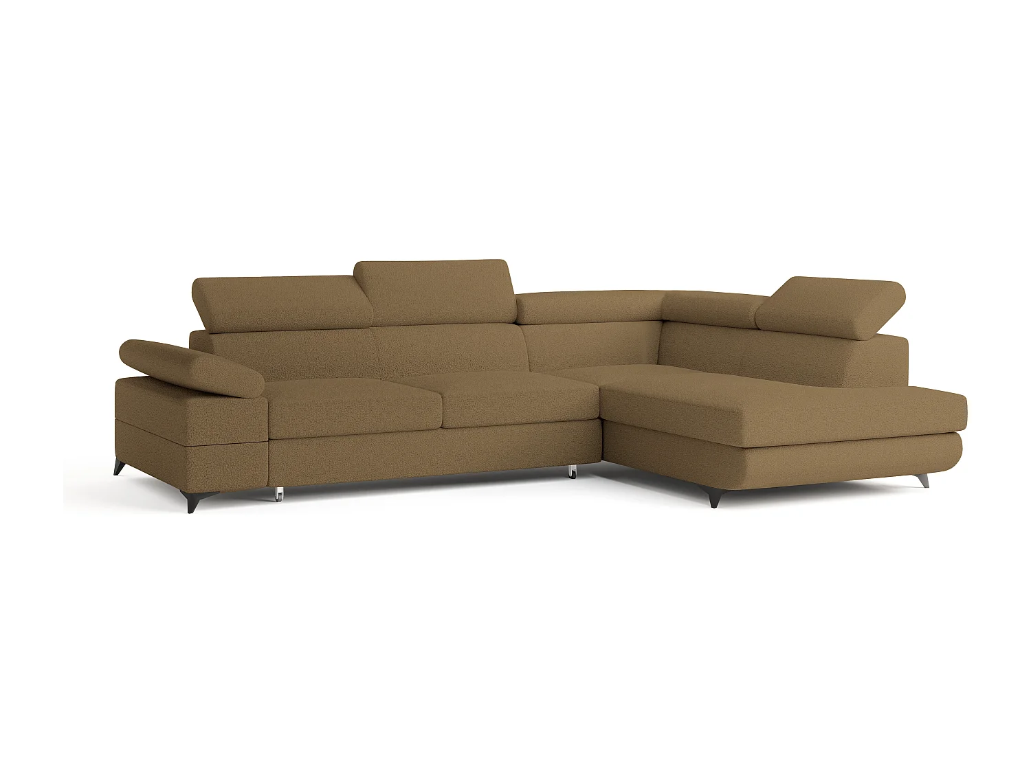 Hoekbank FAVIEN van fluweel met slaapfunctie Orange