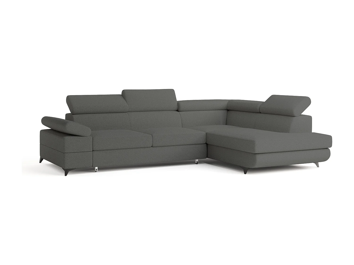 Hoekbank FAVIEN van fluweel met slaapfunctie Grau