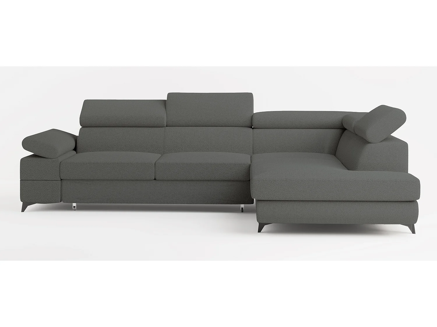 Hoekbank FAVIEN van fluweel met slaapfunctie Grau