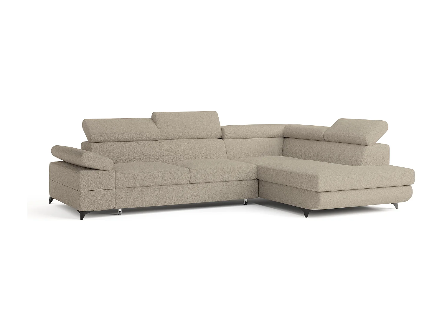 Hoekbank FAVIEN van fluweel met slaapfunctie Beige