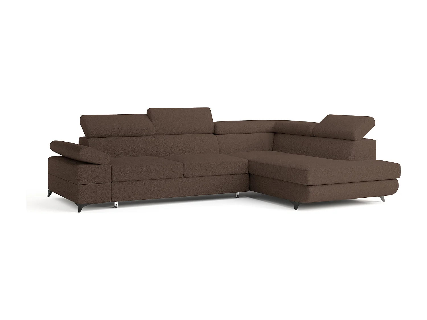 Hoekbank FAVIEN van fluweel met slaapfunctie Braun