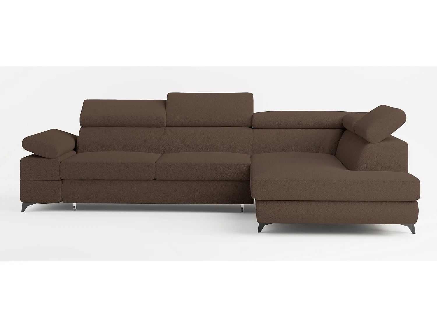 Hoekbank FAVIEN van fluweel met slaapfunctie Braun