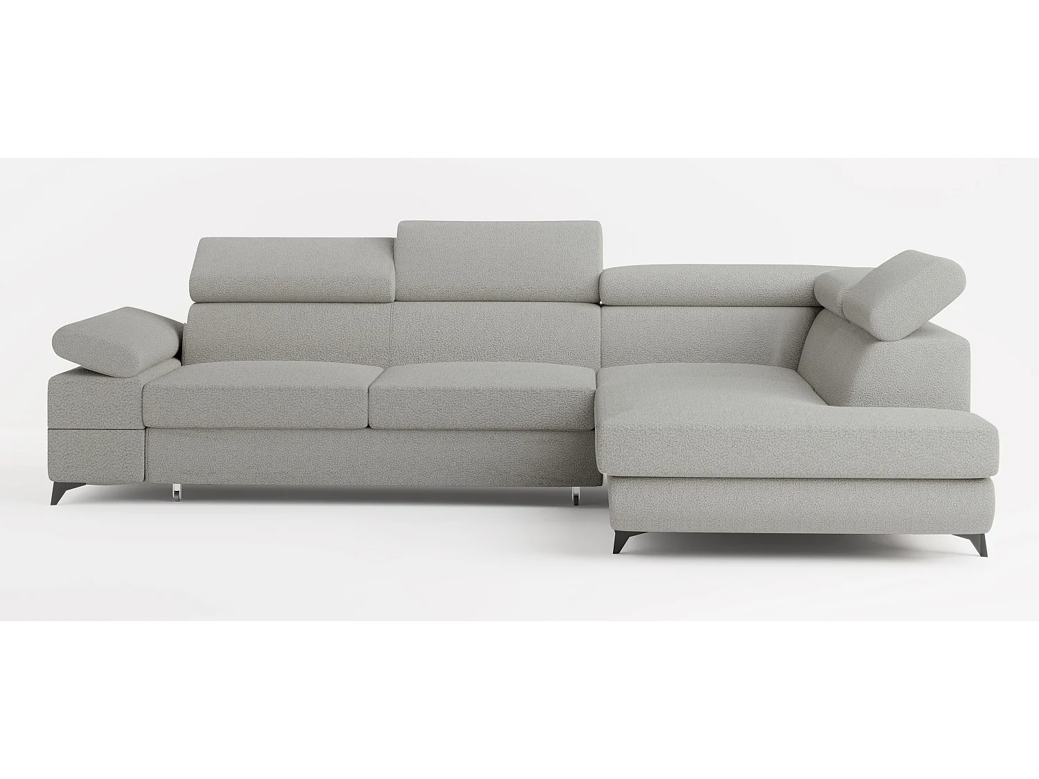 Hoekbank FAVIEN van fluweel met slaapfunctie Hellgrau