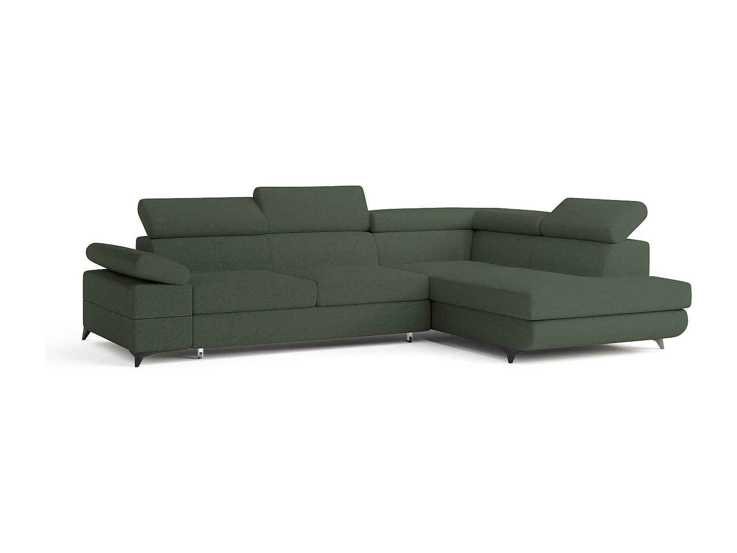 Hoekbank FAVIEN van fluweel met slaapfunctie Grün