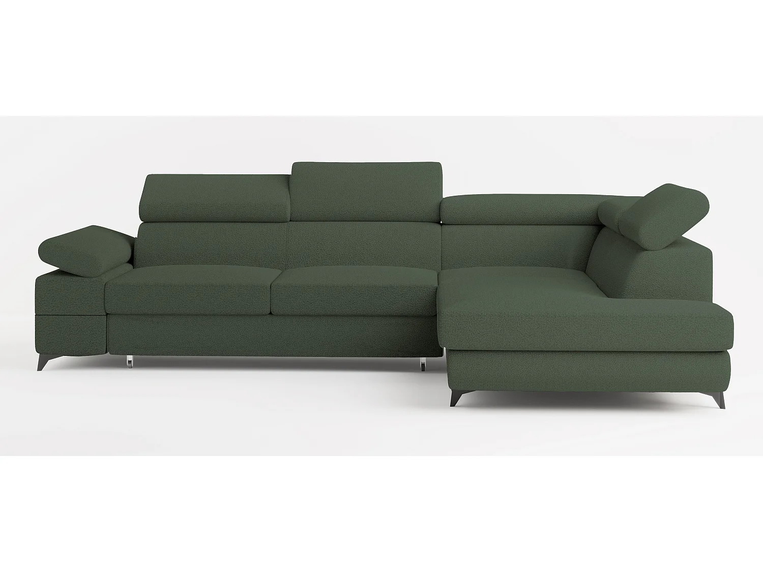 Hoekbank FAVIEN van fluweel met slaapfunctie Grün