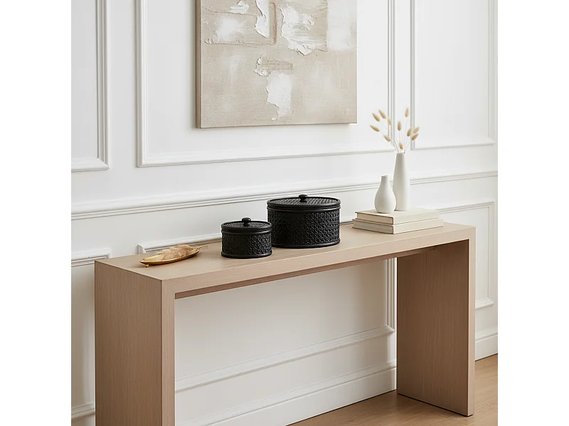 Boites en rotin rondes Mila - Noir