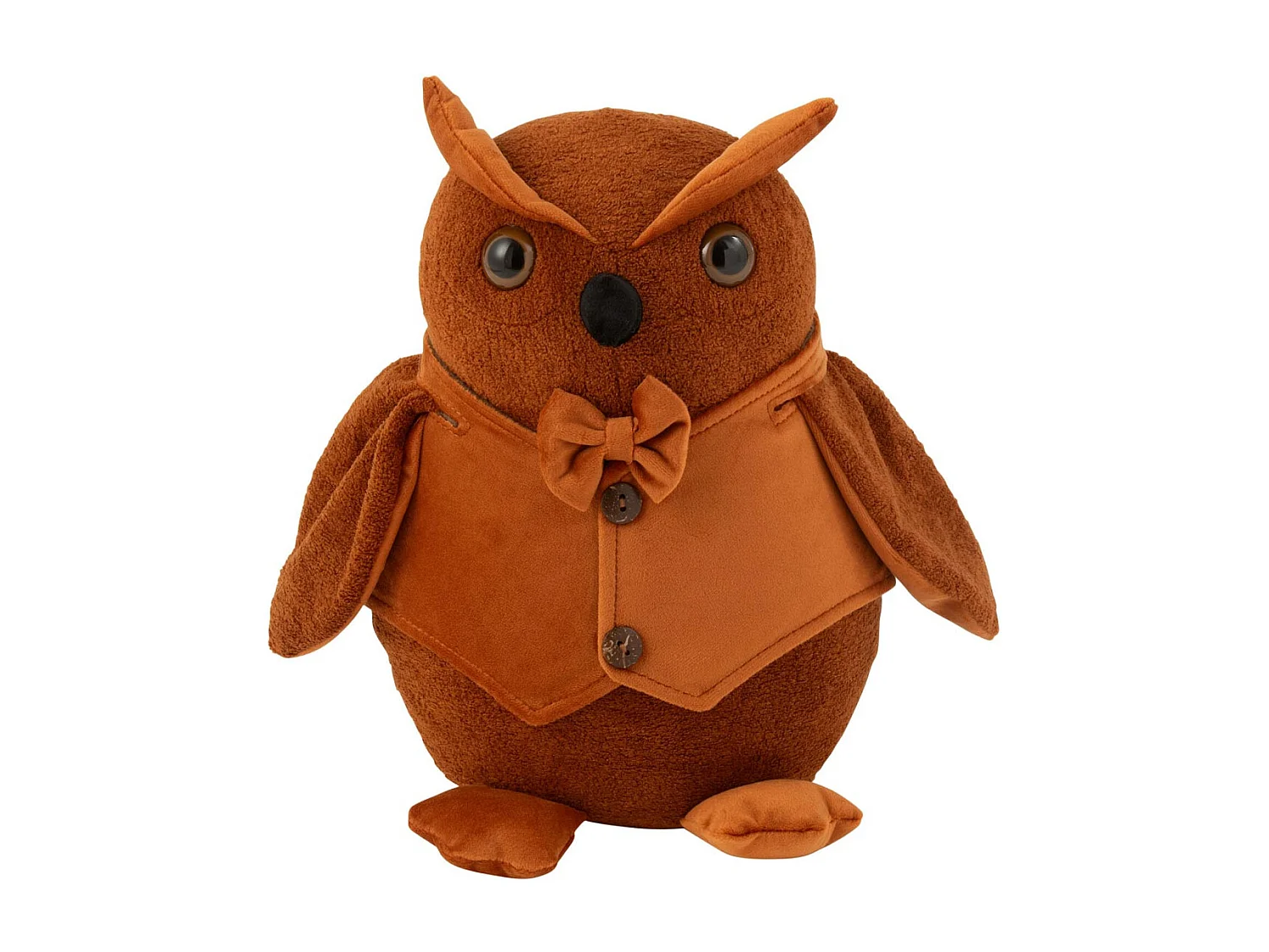 Cale-Porte en Velours Bouclé "Chouette" 28cm Cognac