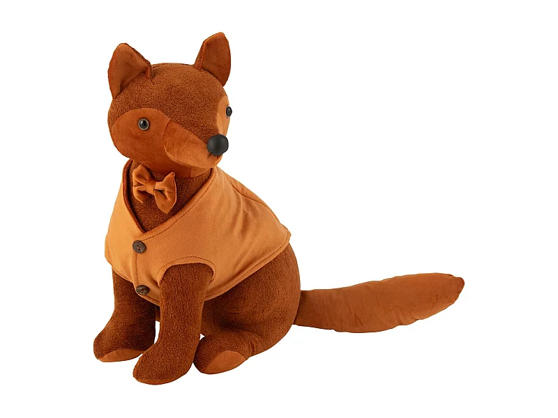 Cale-Porte en Velours Bouclé "Renard" 38cm Cognac