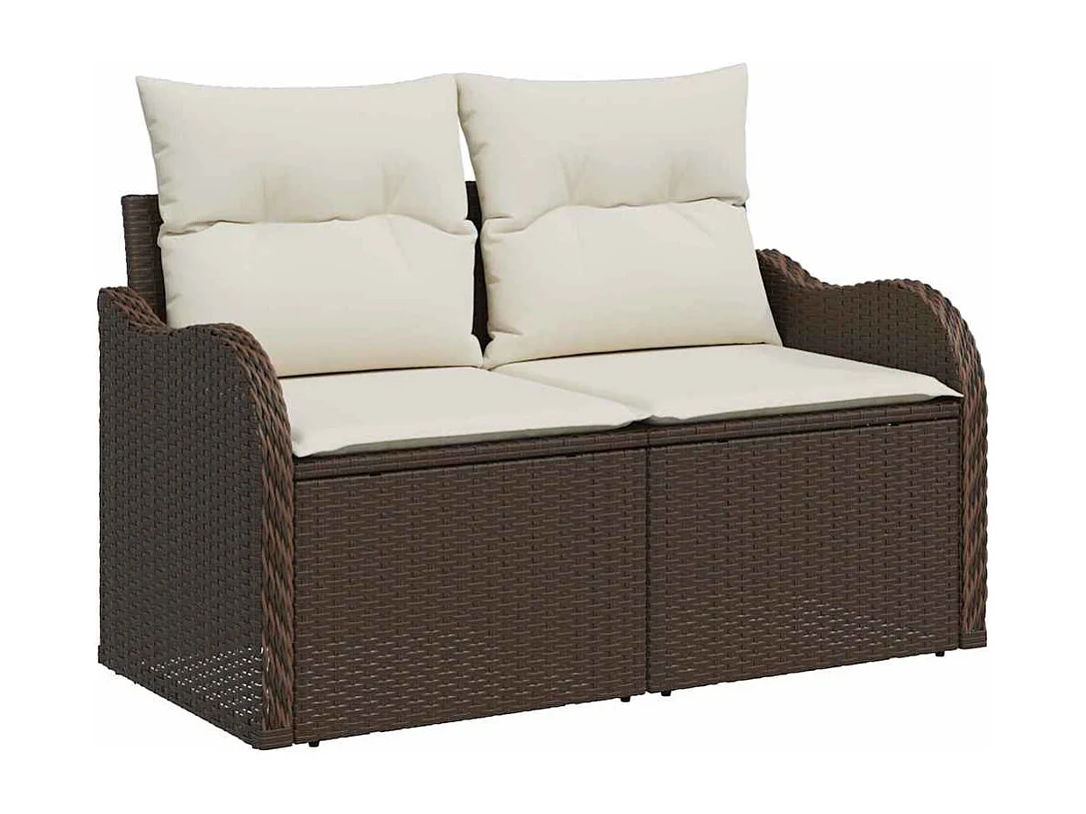 Ensemble de repas extérieur 5 pièces Marron Poly rotin