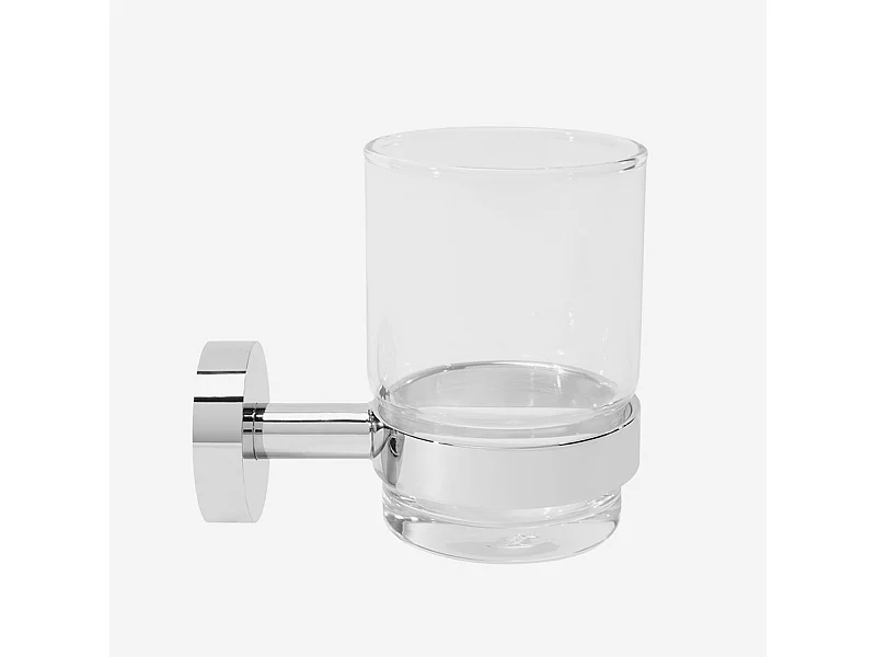Porte gobelet mural HÔTEL en inox et laiton chromé - BATHBAZAAR