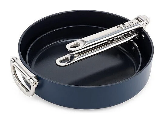 Set de 2 poêles antiadhésives Space Folding Handle Ceramic Non-stick Joseph Joseph, gain de place, poignées pliables, compatibles induction, bleu.