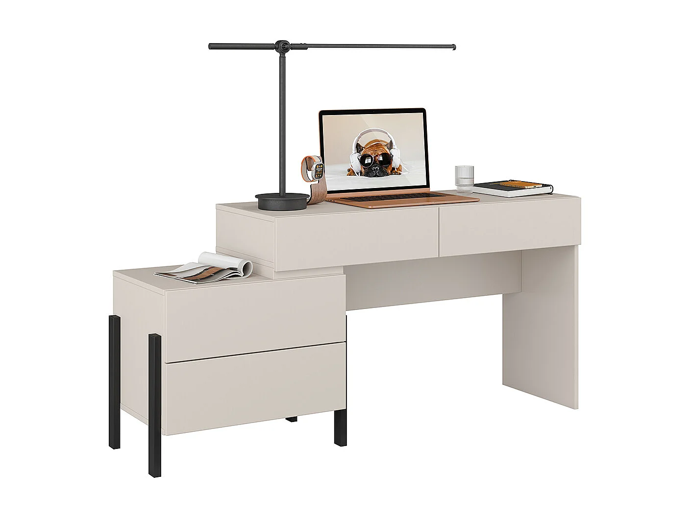 Bérénice Cashmere skrivebord med 4 skuffer
