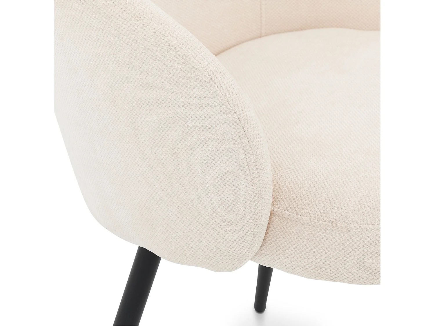 Lot de 2 Chaises de Salle à Manger KURSI en Tissu Blanc Crème au Design Rétro-Chic, Assise Rembourrée et Dossier Enveloppant