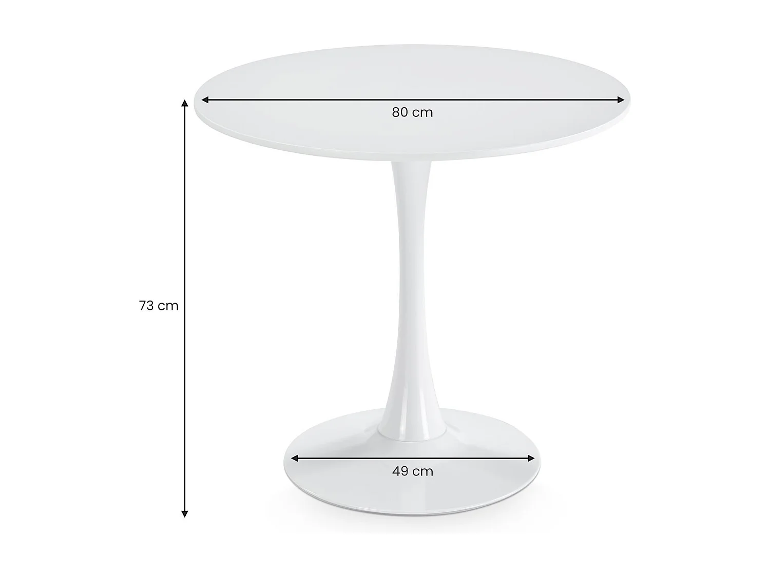 Table à Manger ronde LOIRE Ø 80 cm, Blanc, Design Moderne pour Salle à Manger, Pour 2 à 3 personnes