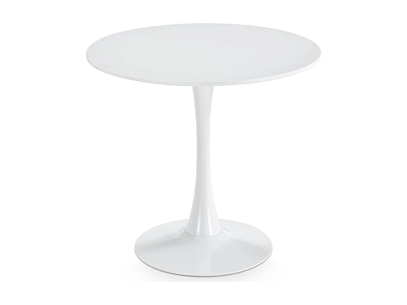 Table à Manger ronde LOIRE Ø 80 cm, Blanc, Design Moderne pour Salle à Manger, Pour 2 à 3 personnes