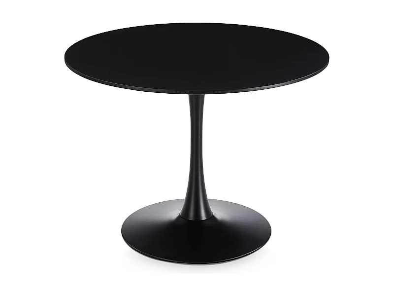 Table à Manger ronde LOIRE Ø 100 cm, Noir, Idéale pour 3 à 4 Personnes, Design Moderne pour Salle à Manger