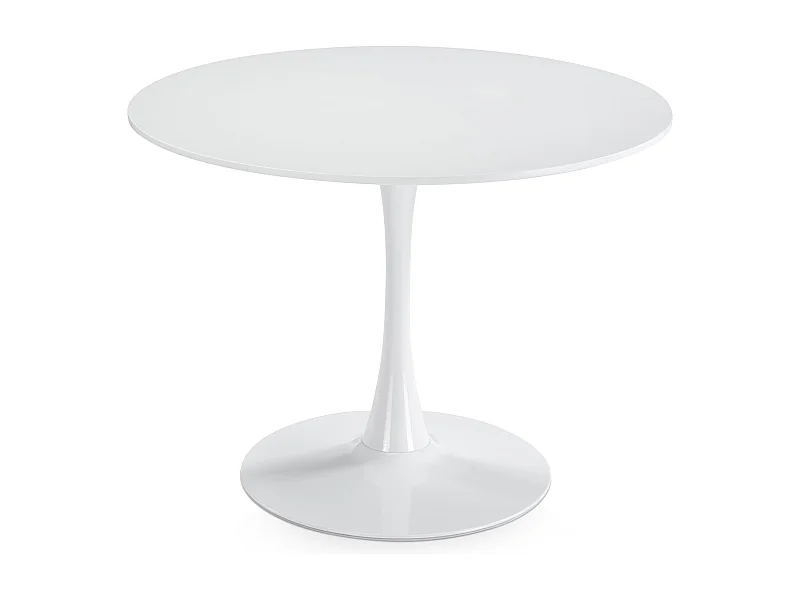 Table à Manger ronde LOIRE Ø 100 cm, Blanc, Idéale pour 3 à 4 Personnes, Design Moderne pour Salle à Manger