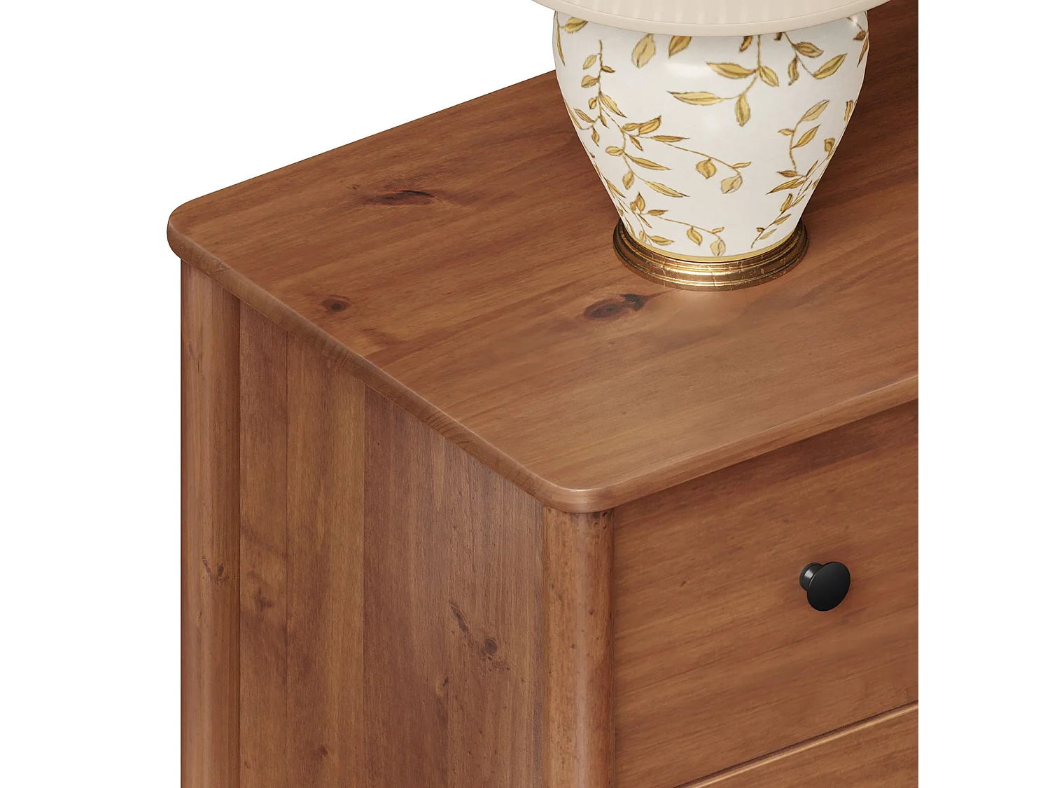 Commode chambre APOANA L 132 cm 6 tiroirs en bois massif coloris châtaignier, meuble de rangement pour vêtements