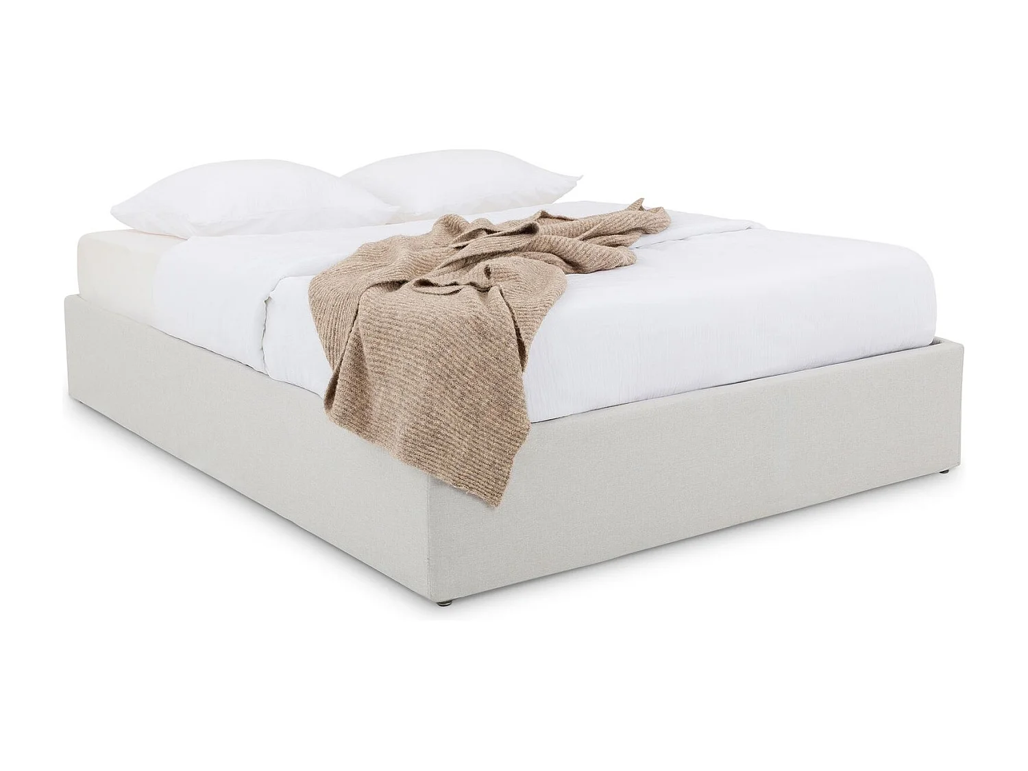 Lit Coffre BLISS 160x200 Rembourré en Tissu Gris, Lit Double QUeen Size avec Sommier Coffre pour un Rangement Optimal