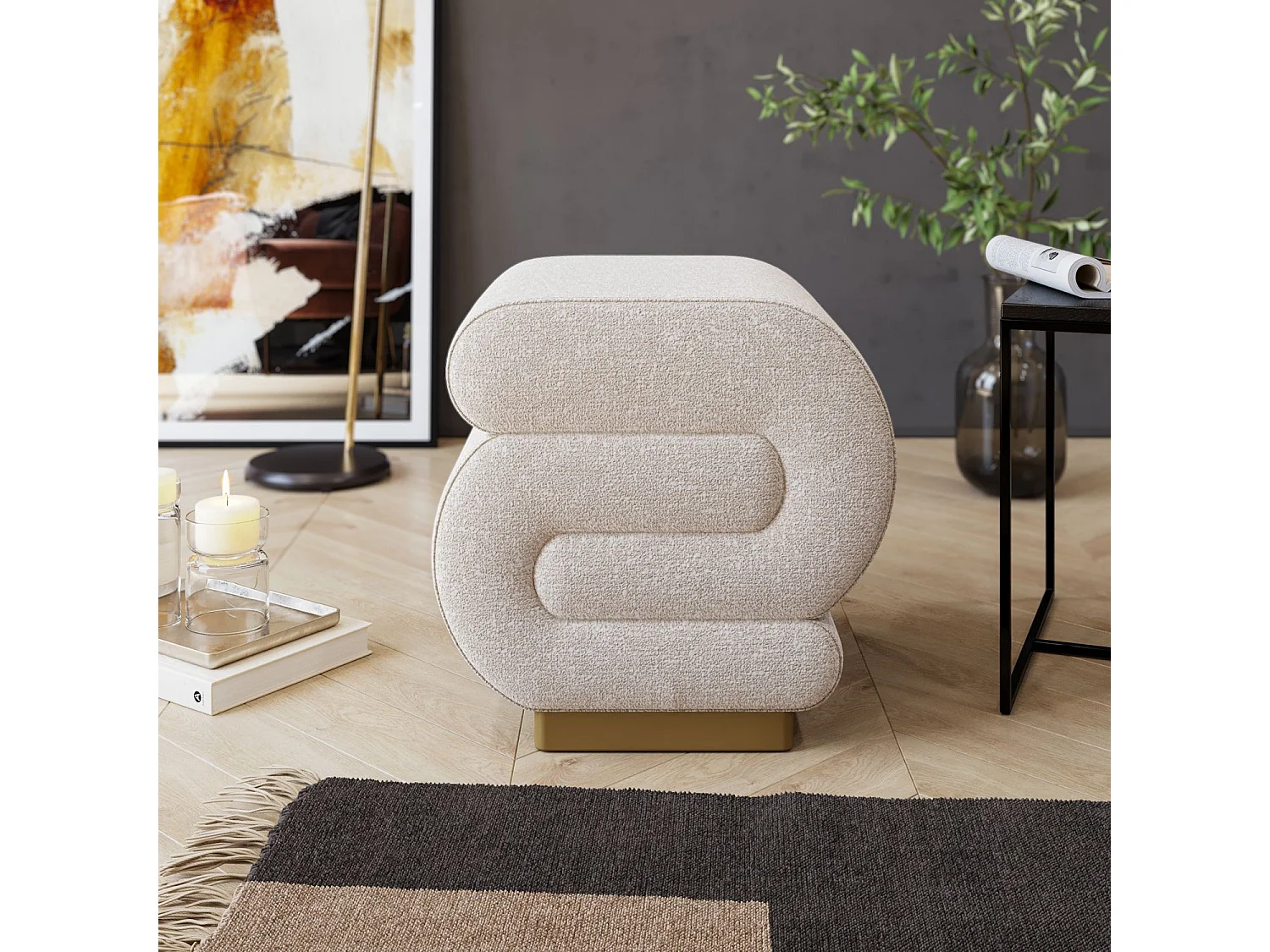 Elegant Kräm Träpall "Sally" 40 x 42 x 42 cm - Stilren och Praktisk Design