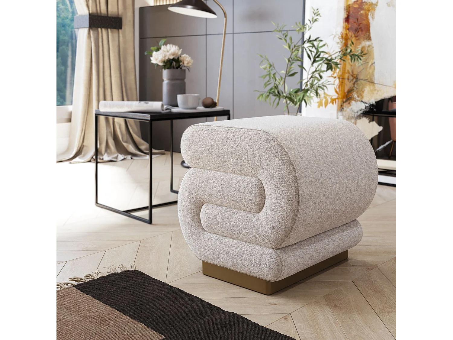 Elegant Kräm Träpall "Sally" 40 x 42 x 42 cm - Stilren och Praktisk Design