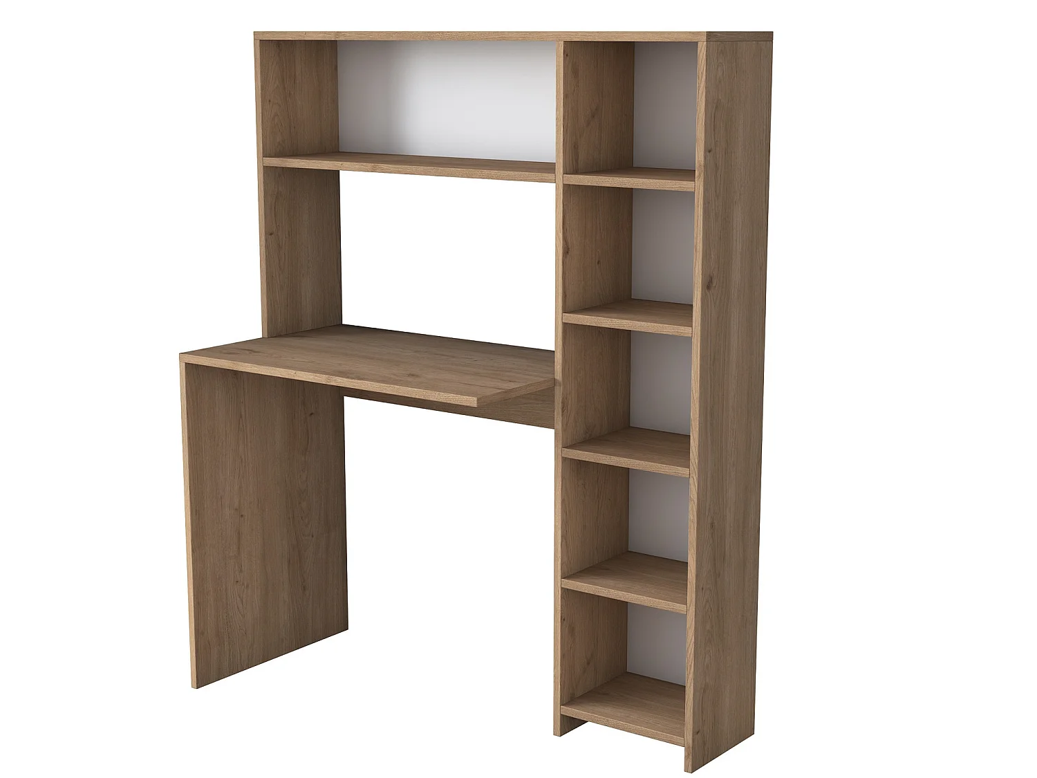 Modern Skrivbord i Ekträ "Haham" med Bokhylla - 113 x 40 x 142 cm
