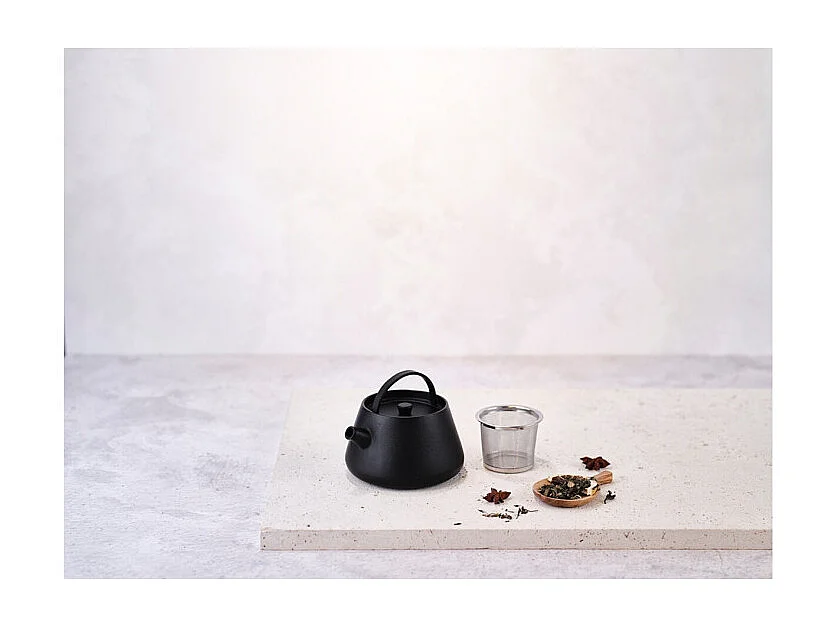 Czajnik Billy z emaliowanej żeliwa czarny 0,38 l z uchwytem składanym, kompatybilny z indukcją