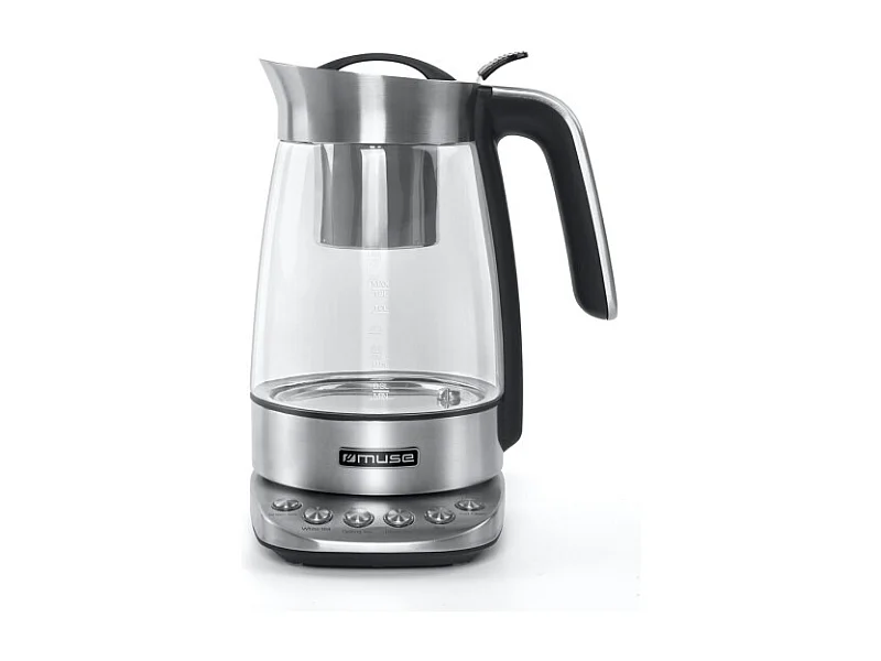 Elektrische waterkoker Muse MS-320T 1,2L roestvrij staal met infuser, temperatuurregeling 80-100°C, automatische uitschakeling en warmhoudfunctie