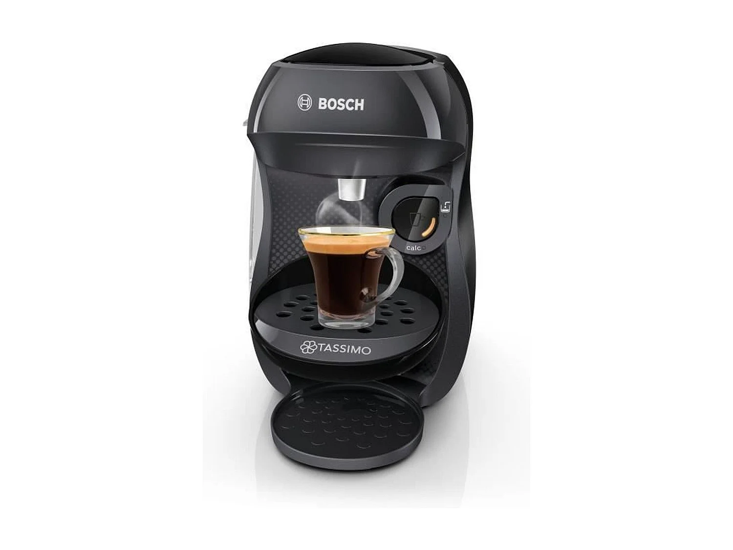 Tassimo Bosch Happy compacte zwarte koffiezetapparaat, 100% automatisch, eco-ontworpen met meer dan 40 dranken, 0,7L reservoir, één knop