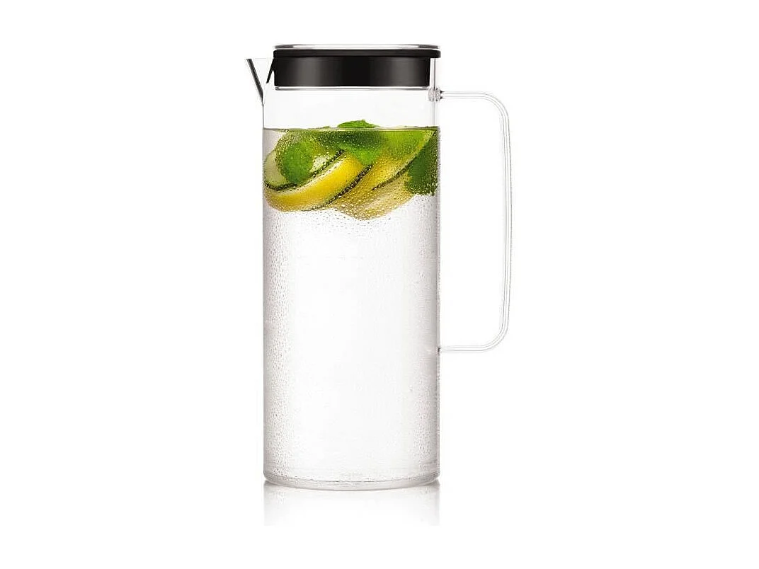BODUM Melior Infusionskrug 1,2L transparent mit spritzschutzdeckel und ergonomischem Griff