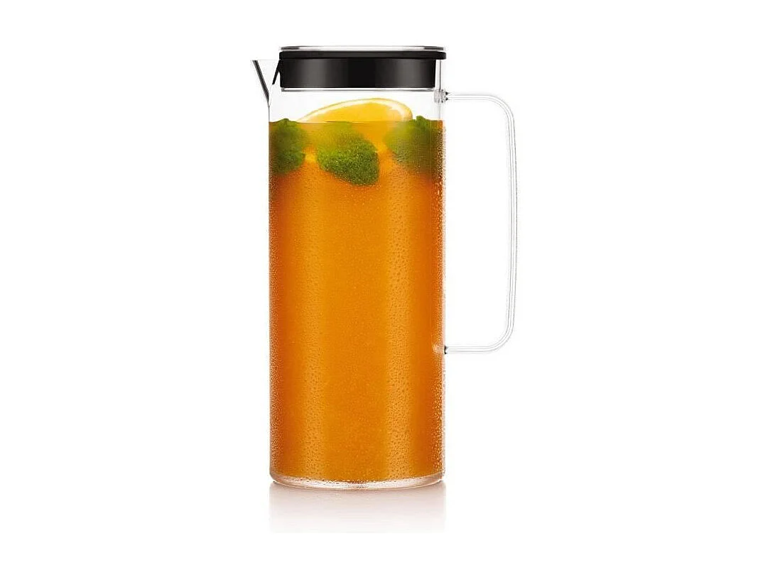 BODUM Melior Infusionskrug 1,2L transparent mit spritzschutzdeckel und ergonomischem Griff