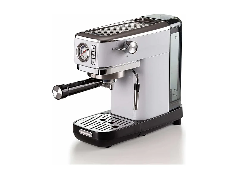 Máquina de café expresso manual Ariete 1381 branca com manómetro, 15 bar, reservatório de 1,1 L, compatível com café moído e cápsulas
