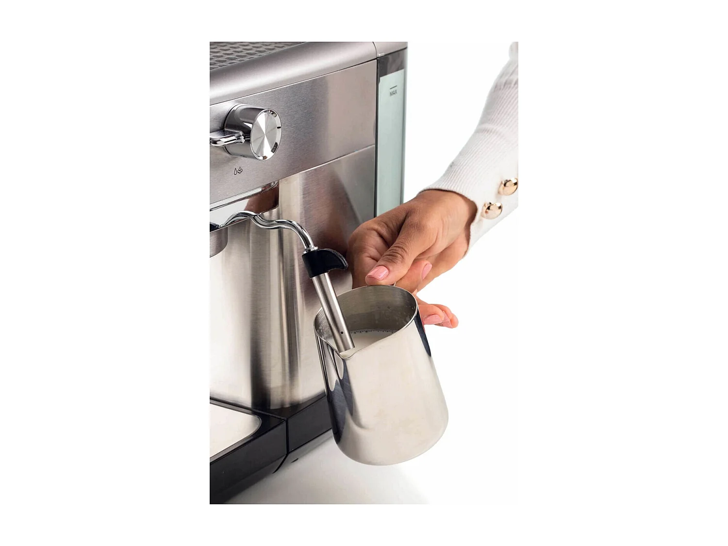 Ariete 1380/10 Kaffeemaschine aus Edelstahl 1300W 15 Bar mit Cappuccino-Milchaufschäumer und automatischer Abschaltung