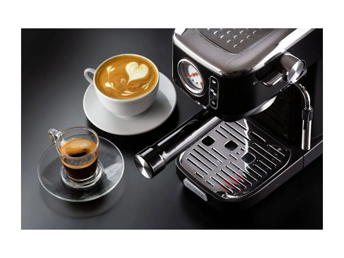 Ariete 1381 Espressomaschine schwarz 15 Bar, 1300W, kompatibel mit gemahlenem Kaffee und Pads, mit Manometer und Maxi-Cappuccino
