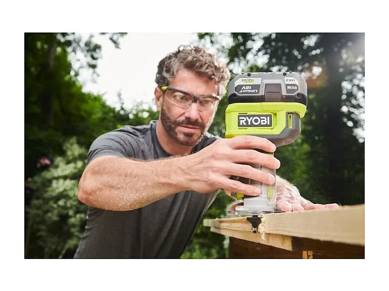 Affleureuse à bois sans fil 18V, 30 000 tr/min, pince 6 mm, course 38 mm, livrée avec mèche et clé