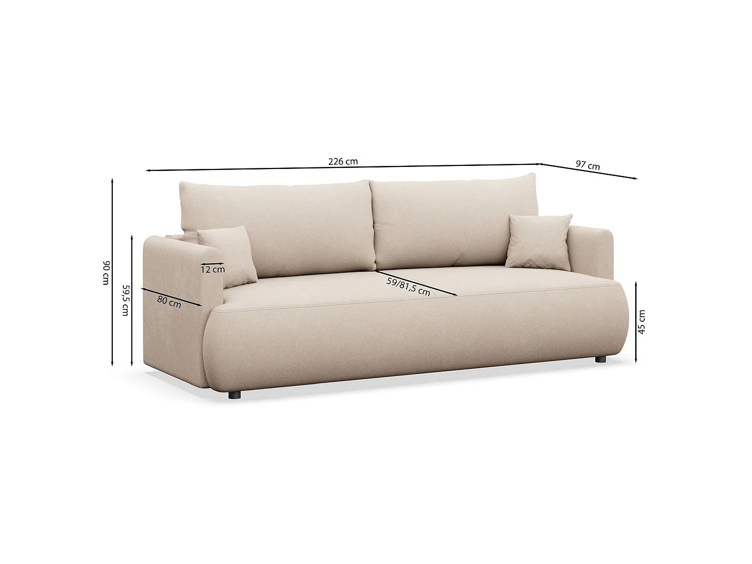 Canapé convertible 3 places – Vert olive – Chenille Easy Clean – OVO MINI