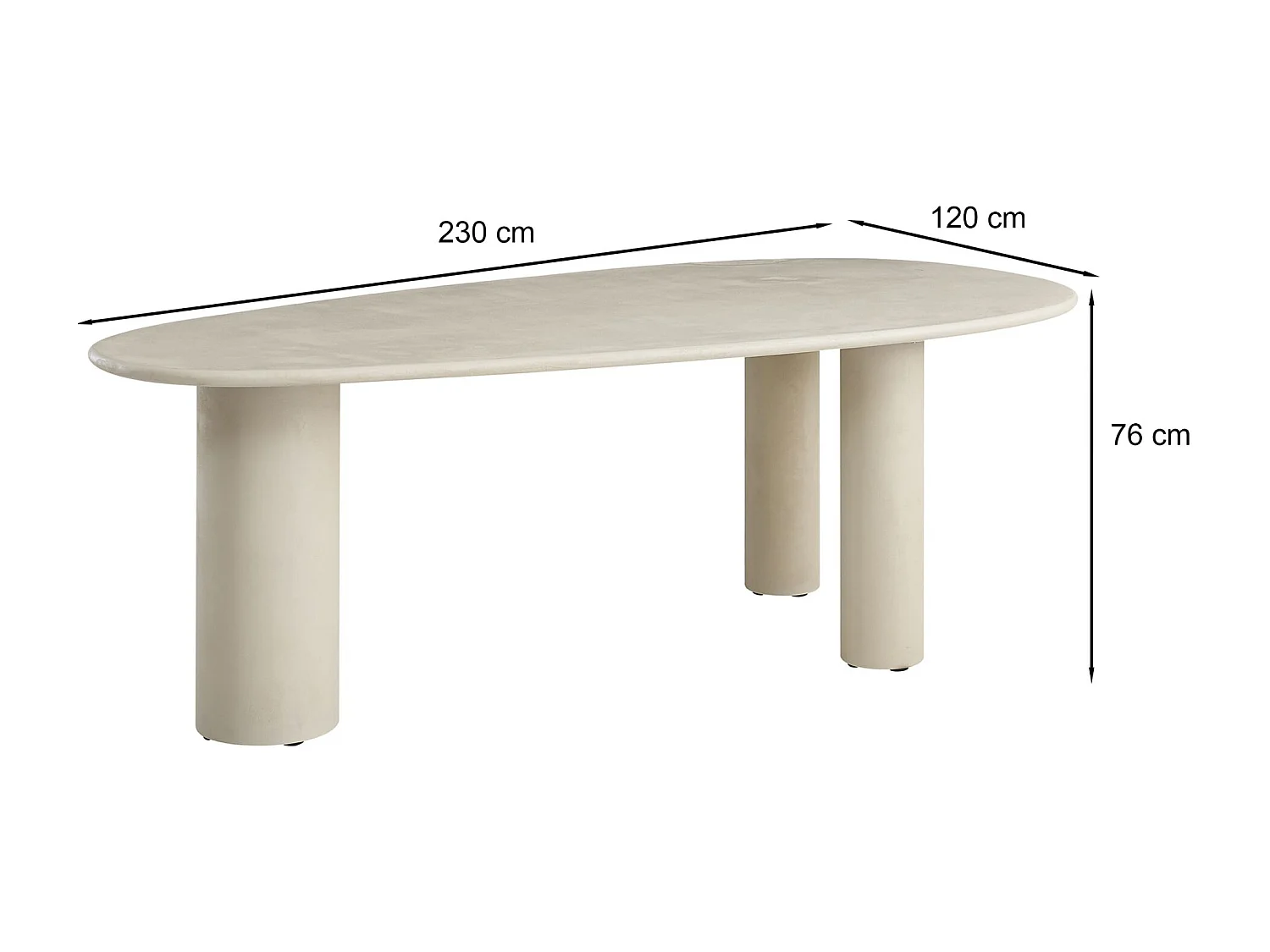 Esstisch 230 x 120 cm – Greige – Mikro­zement-Optik – INNATIONS