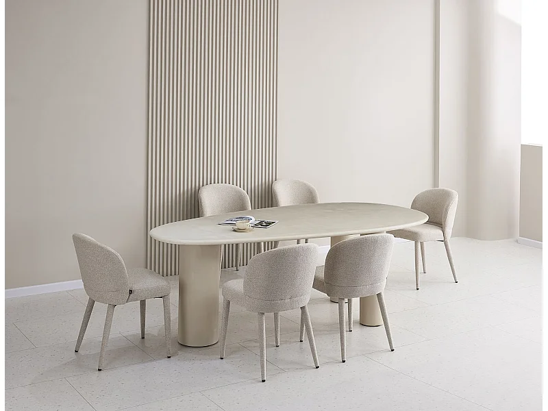 Esstisch 230 x 120 cm – Greige – Mikro­zement-Optik – INNATIONS