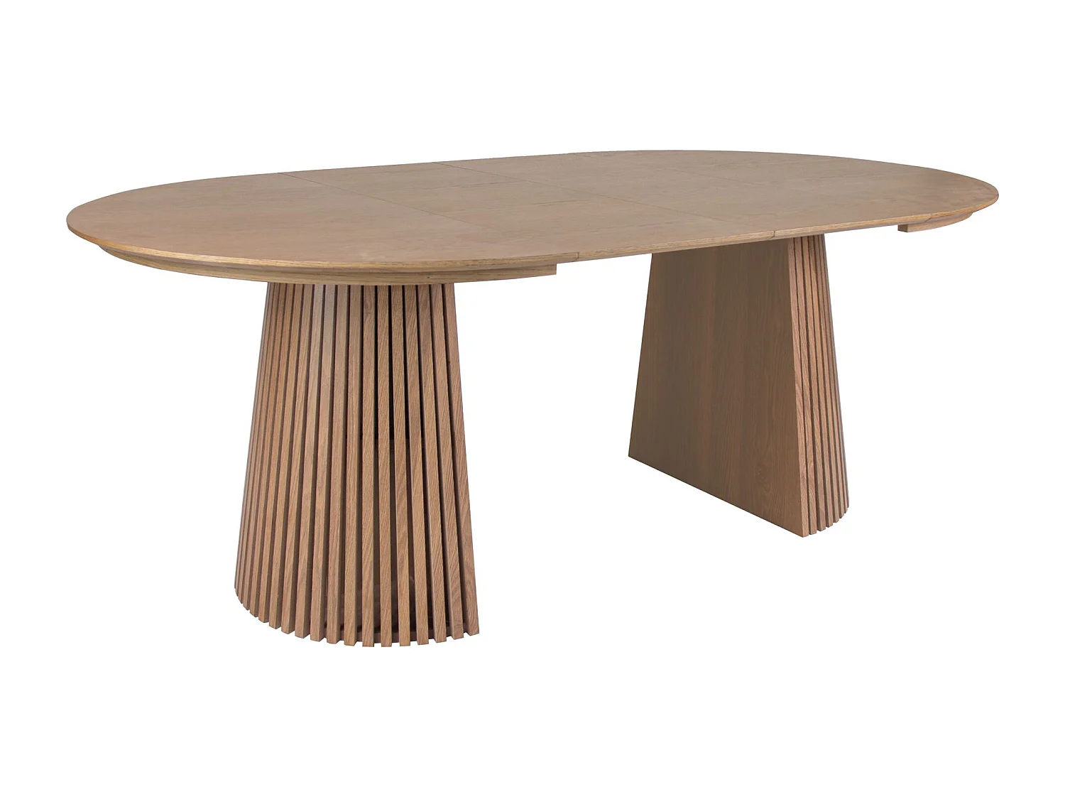 Uitschuifbare eettafel 120–200 x 120 cm – lamellen design – eikenhoutlook – FORMISTY