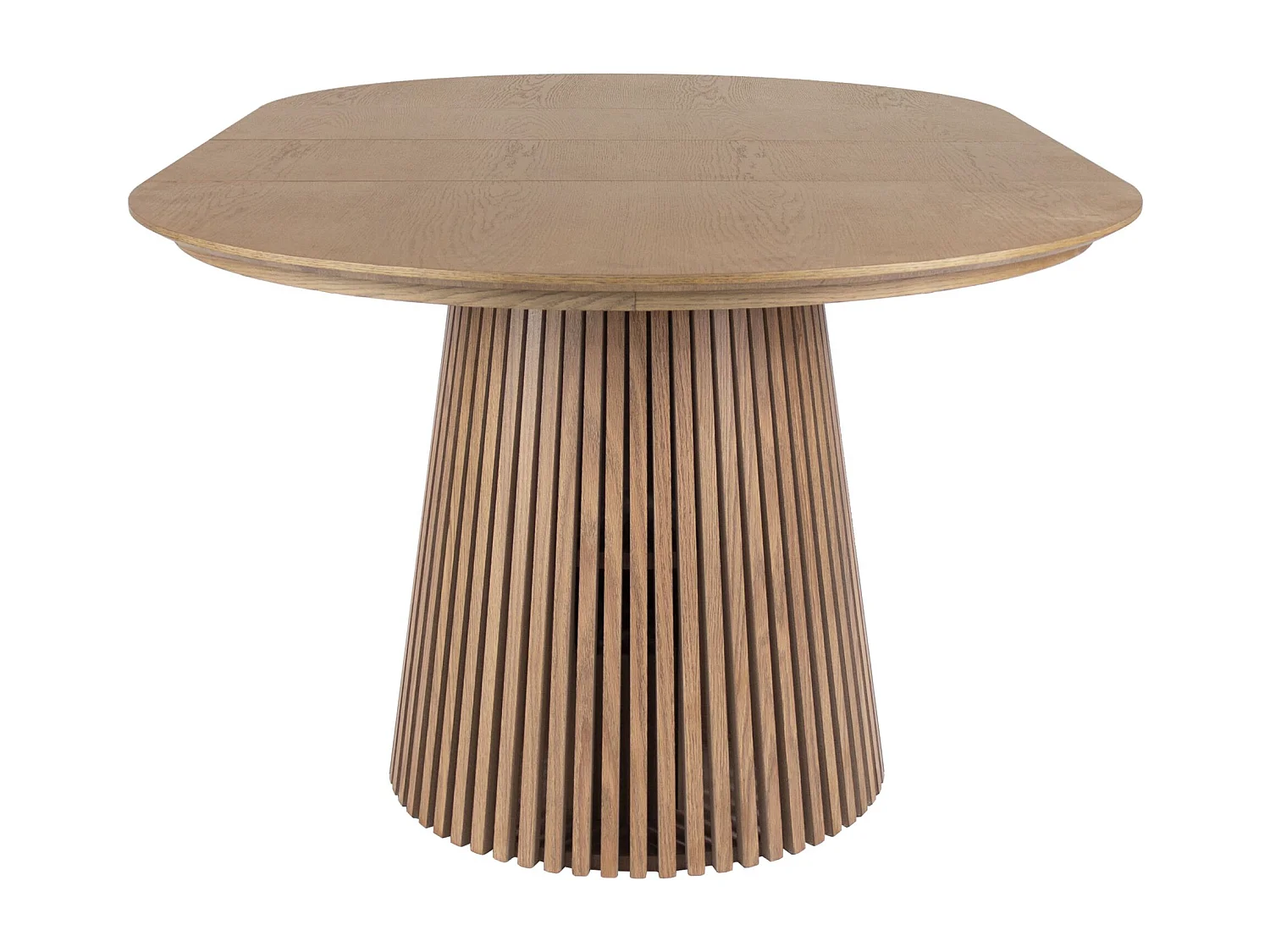 Uitschuifbare eettafel 120–200 x 120 cm – lamellen design – eikenhoutlook – FORMISTY