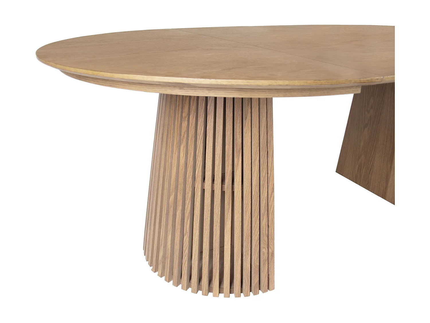 Uitschuifbare eettafel 120–200 x 120 cm – lamellen design – eikenhoutlook – FORMISTY