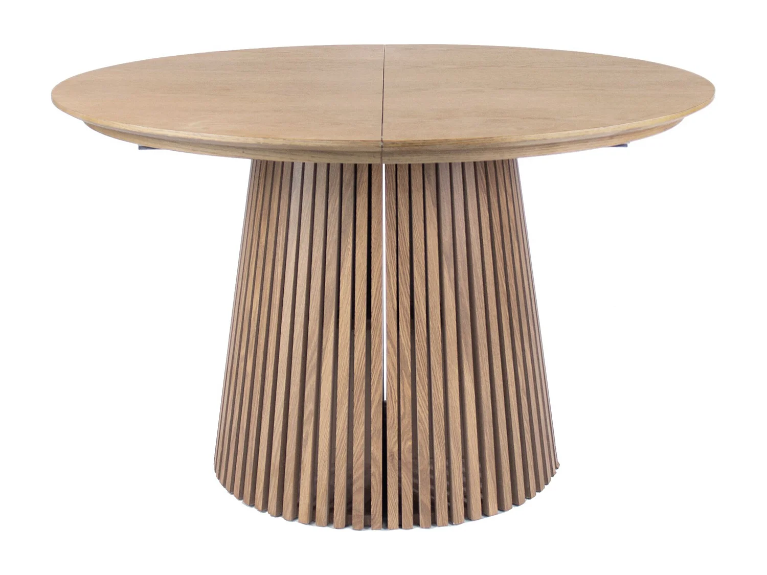 Uitschuifbare eettafel 120–200 x 120 cm – lamellen design – eikenhoutlook – FORMISTY