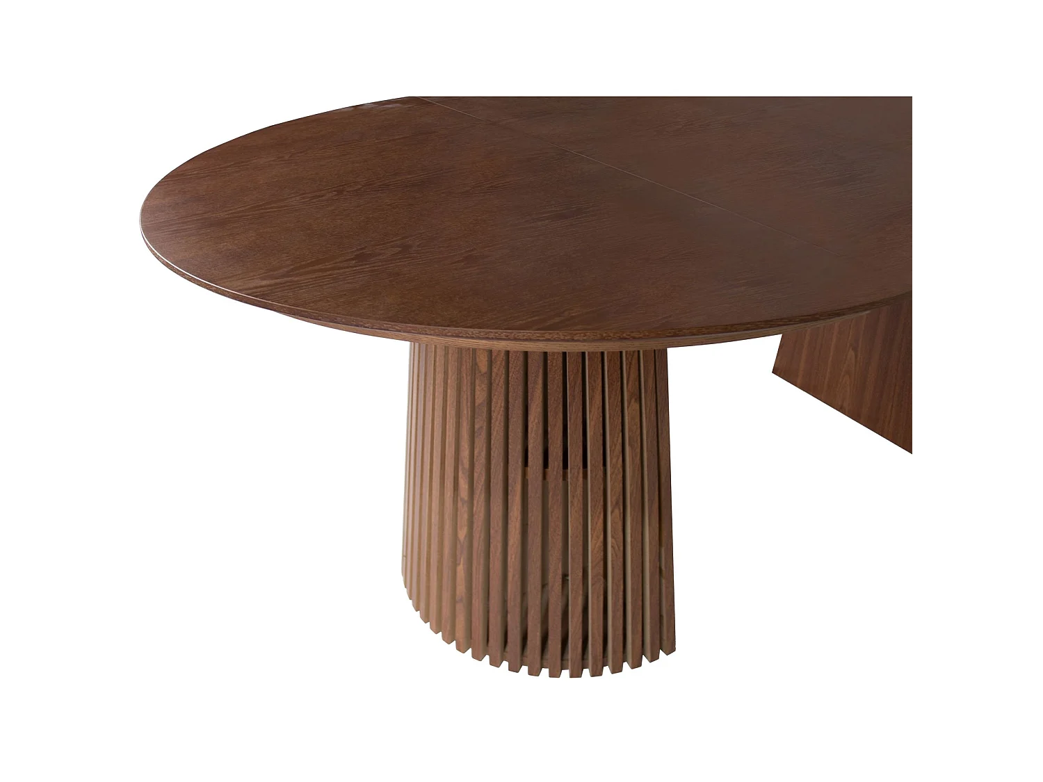 Uitschuifbare eettafel 120–200 x 120 cm – lamellen design – walnootlook – FORMISTY