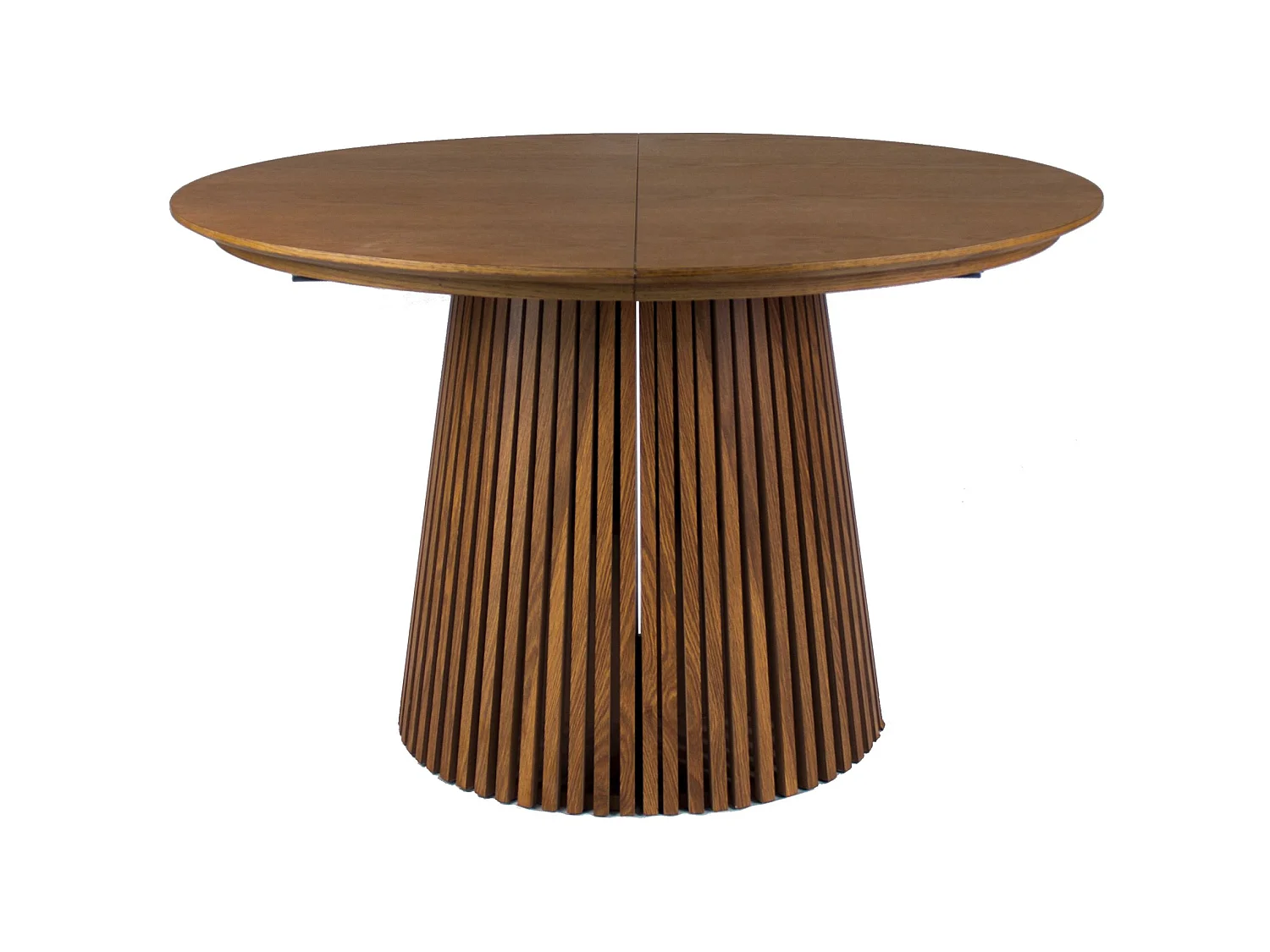 Uitschuifbare eettafel 120–200 x 120 cm – lamellen design – walnootlook – FORMISTY
