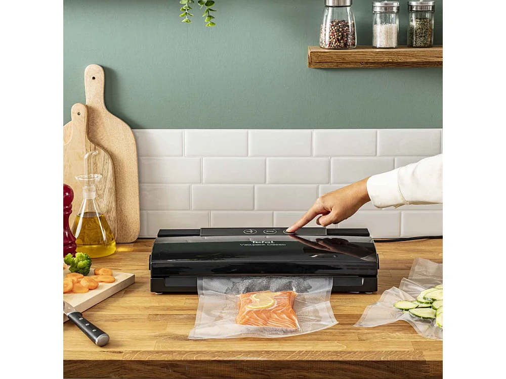 Vakuumiergerät Tefal Vacupack Classic VT254070 schwarz mit 18 Beuteln, automatische Vakuum- & Versiegelungsfunktionen, 110W