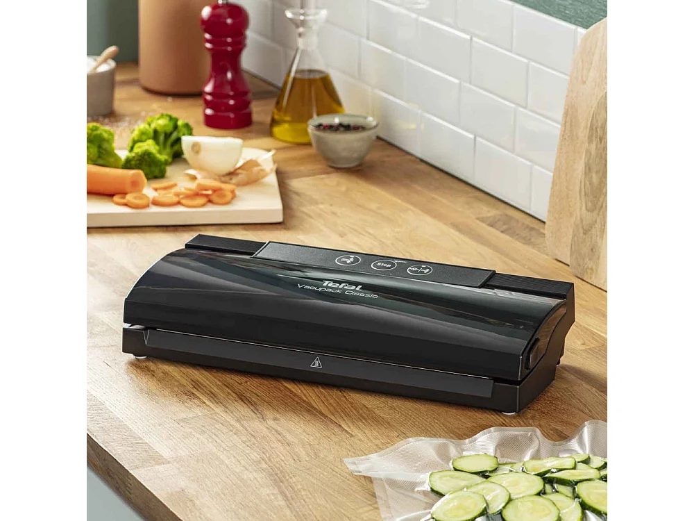 Vakuumiergerät Tefal Vacupack Classic VT254070 schwarz mit 18 Beuteln, automatische Vakuum- & Versiegelungsfunktionen, 110W