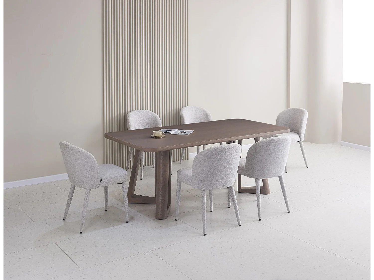 Table à manger – 200 x 100 cm – placage noyer – ALISSER