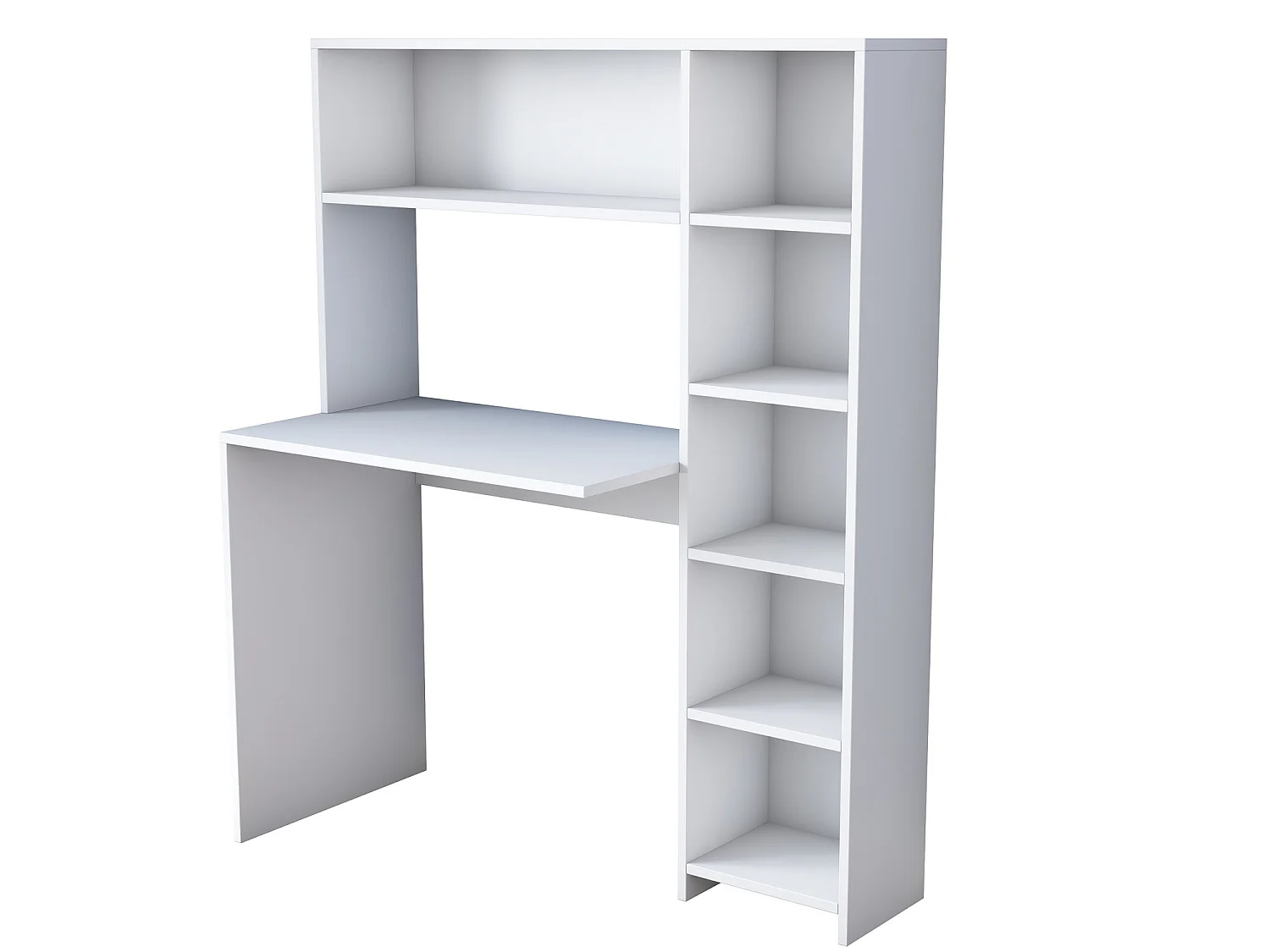 Modern vitt träskrivbord "Haham" med hyllor - 113 x 40 x 142 cm
